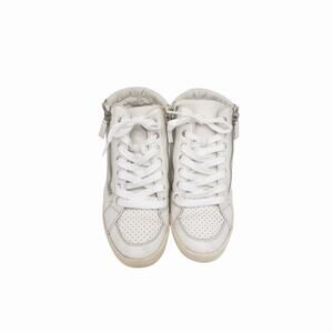 Chanel High Top Sneakers White Leather Interlocking CC Logo  Women's Size 39.5
